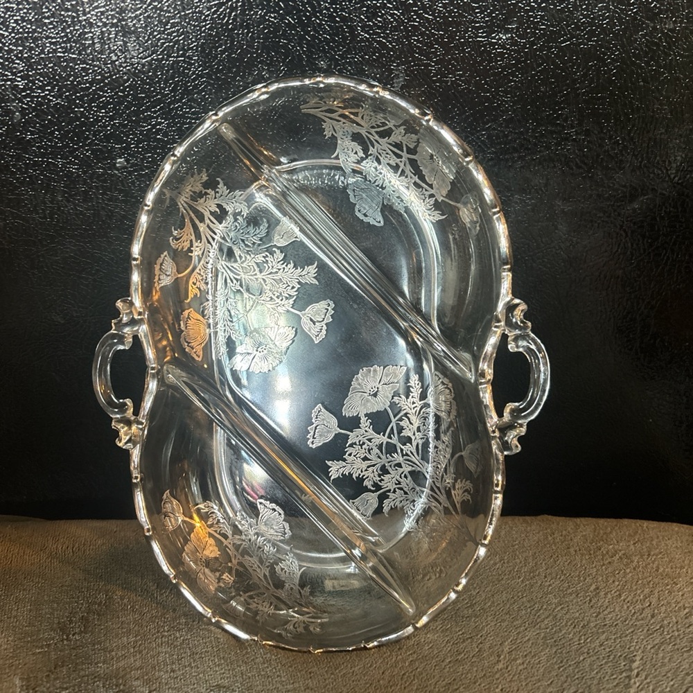 Intricate Clear Glass Divided Dish